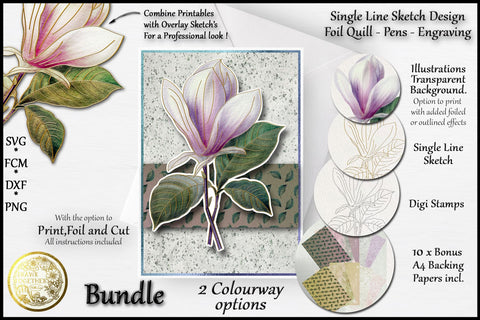 Magnolia 2 - Illustrations|Single line designs|Digi|Card Kit Sketch DESIGN DrawnTogether with love 