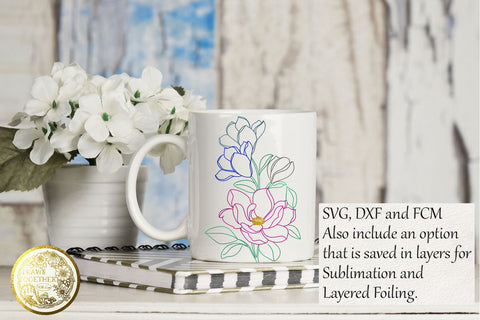 Magnolia 3 Single line Design for Foil Quill Sketch DESIGN DrawnTogether with love 