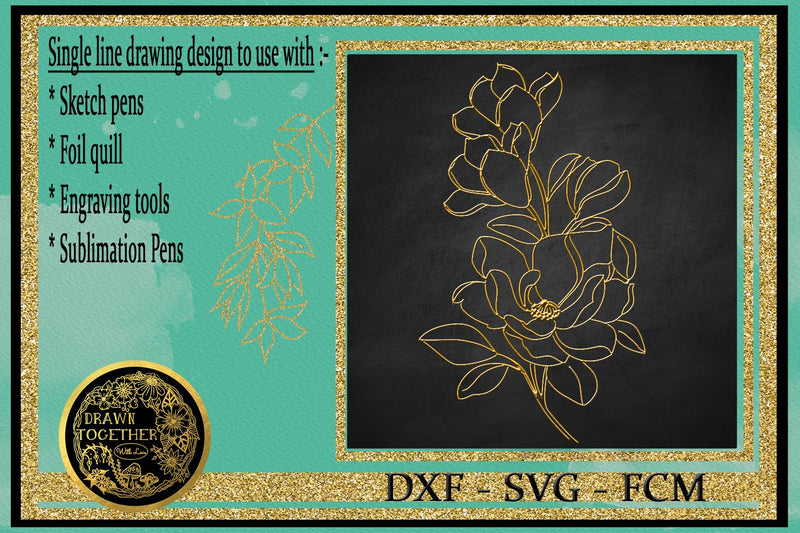 Magnolia 3 Single line Design for Foil Quill Sketch DESIGN DrawnTogether with love 
