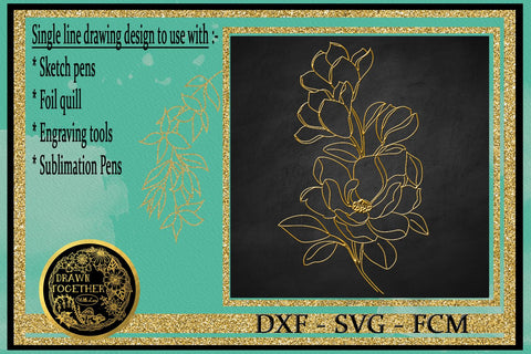 Magnolia 3 Single line Design for Foil Quill Sketch DESIGN DrawnTogether with love 