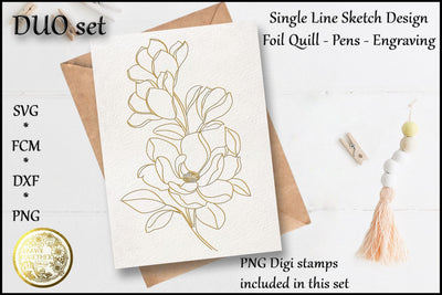 Magnolia 3 - Single line Designs |Foil Quill|Digi Stamp Sketch DESIGN DrawnTogether with love 