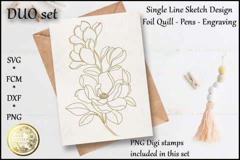 Magnolia 3 - Single line Designs |Foil Quill|Digi Stamp Sketch DESIGN DrawnTogether with love 