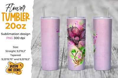 Magnolia Flowers Spring tumbler 20 oz sublimation design Sublimation Yustaf Art Store 