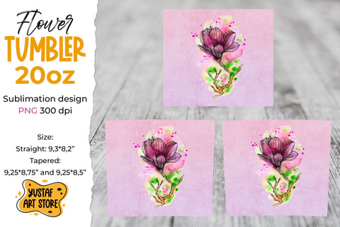 Magnolia Flowers Spring tumbler 20 oz sublimation design Sublimation Yustaf Art Store 