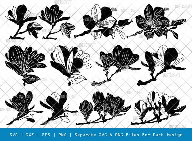 Magnolia SVG Cut Files | Magnolia Silhouette | Flower Svg | Magnolia Branches Svg | Magnolia Wreath Svg | Floral Svg | Magnolia Bundle SVG ETC Craft 