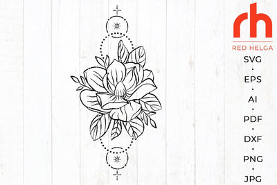 Magnolia svg - Flower in circle svg - Geometric floral svg SVG RedHelgaArt 