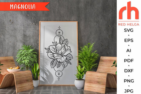 Magnolia SVG - Geometric Flower Cut File SVG RedHelgaArt 