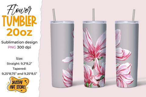 Magnolia tumbler Bundle. 4 spring tumbler sublimation design Sublimation Yustaf Art Store 
