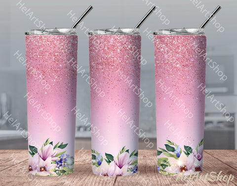 Magnolia Tumbler PNG Sublimation, Ombre Glitter Tumbler PNG Sublimation _HelArtShop_ 