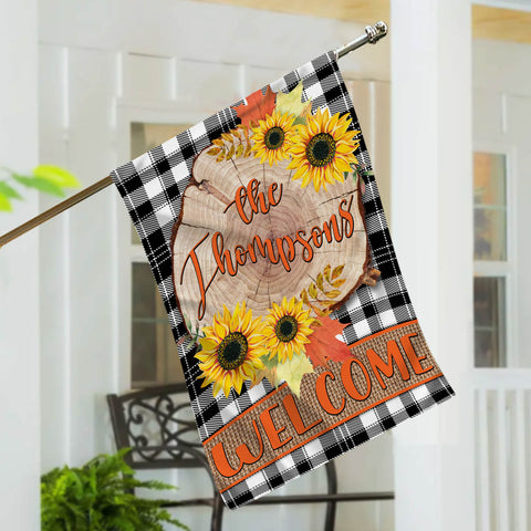 Magnolias on Wood Slice Garden Flag Design, Welcome Magnolias Ready to Personalize, Spring Summer Flag Sublimation CaldwellArt 