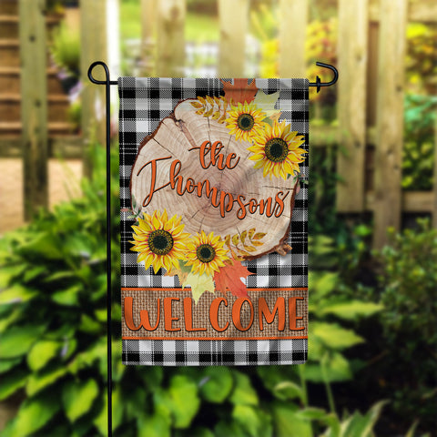 Magnolias on Wood Slice Garden Flag Design, Welcome Magnolias Ready to Personalize, Spring Summer Flag Sublimation CaldwellArt 