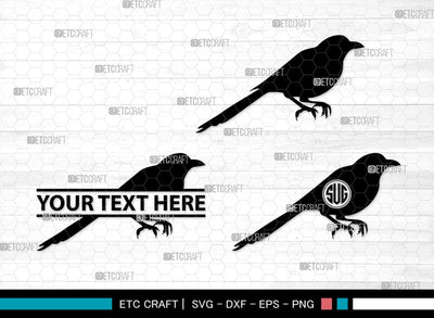 Magpie Bird Monogram, Magpie Bird Silhouette, Magpie Bird SVG, Magpie Svg, Bird Svg, Flying bird Svg, Sitting bird Svg, SB00292 SVG ETC Craft 