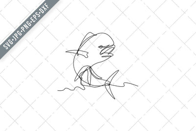 Mahi-mahi or Common Dolphinfish Jumping Up Continuous Line Drawing Black and White SVG Patrimonio Designs Limited 