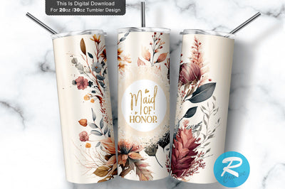 Maid Of Honor Floral 20 oz / 30 oz Tumbler PNG Sublimation Regulrcrative 