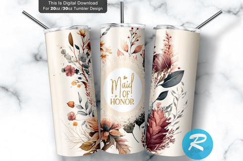 Maid Of Honor Floral 20 oz / 30 oz Tumbler PNG Sublimation Regulrcrative 