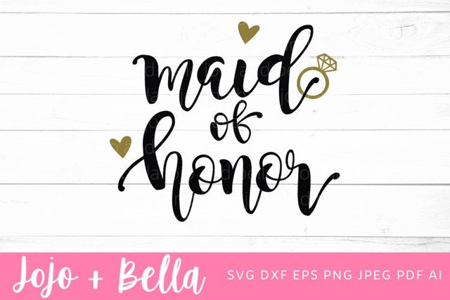 Maid of Honour SVG, Wedding Guest Book, Bride SVG, Wedding Svg, Bride SVG Files, bridesmaid svg, wedding svg files SVG Jojo&Bella 