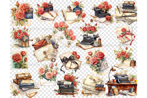 Mail Post Clipart | Vintage Roses Illustration SVG GlamArtZhanna 