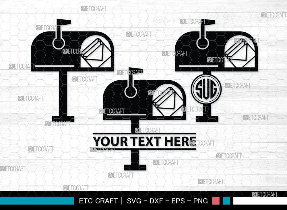 Mailbox Monogram, Mailbox Silhouette, Mail Svg, Mailbox Stencil Svg ...