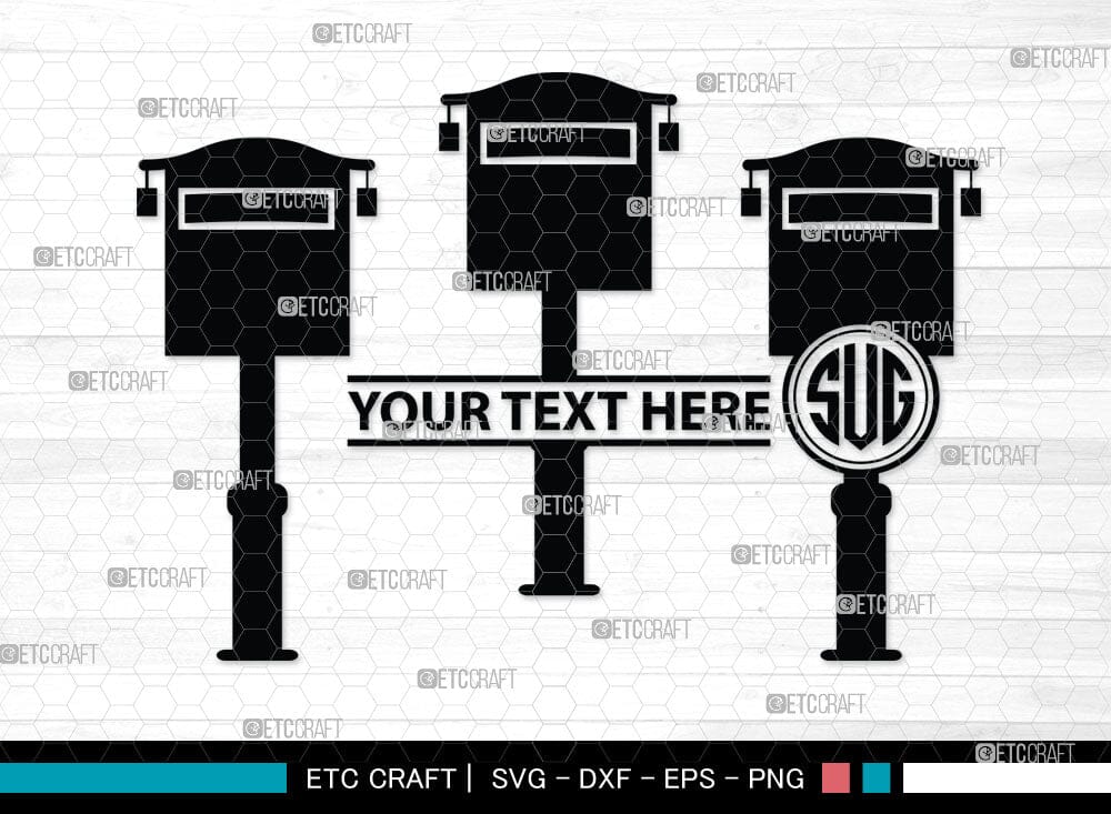 Mailbox Monogram, Mailbox Silhouette, Mail Svg, Mailbox Stencil Svg ...