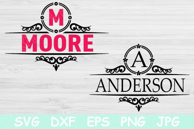 Mailbox Monogram Svg Files for Cricut, Family Name Svg, Wedding Split Monogram Svg, Last Name Monogram Frame Svg, Flourish Frame Svg Dxf Png SVG TiffsCraftyCreations 