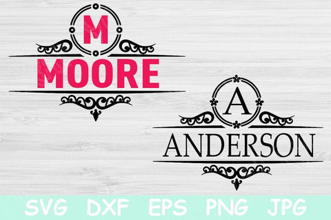 Mailbox Monogram Svg Files for Cricut, Family Name Svg, Wedding Split Monogram Svg, Last Name Monogram Frame Svg, Flourish Frame Svg Dxf Png SVG TiffsCraftyCreations 