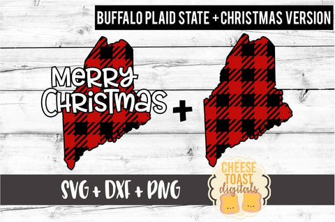 Maine - Buffalo Plaid State - SVG PNG DXF Cut Files SVG Cheese Toast Digitals 