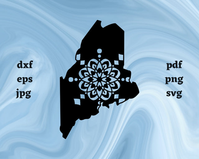 Maine Mandala SVG Cut File SVG Northern Light SVG 
