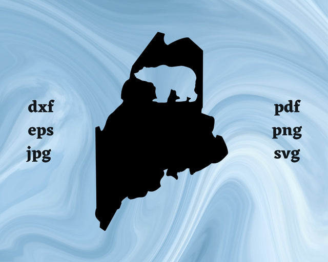 Maine with Bear SVG Cut File SVG Northern Light SVG 