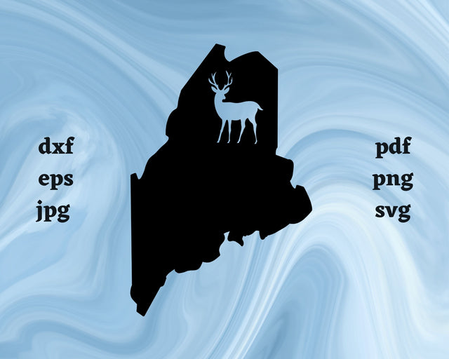 Maine with Deer SVG Cut File SVG Northern Light SVG 