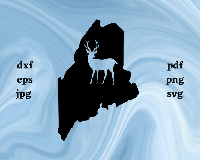 Maine with Deer SVG Cut File SVG Northern Light SVG 