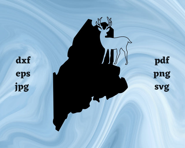 Maine with Deer SVG Cut File SVG Northern Light SVG 