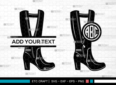 Majorette Boots Monogram SVG, Team Boot Svg, Nancy Boot Svg, Leather Majorette Svg, Split Monogram Svg SVG ETC Craft 
