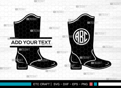 Majorette Boots Monogram SVG, Team Boot Svg, Nancy Boot Svg, Leather Majorette Svg, Split Monogram Svg SVG ETC Craft 