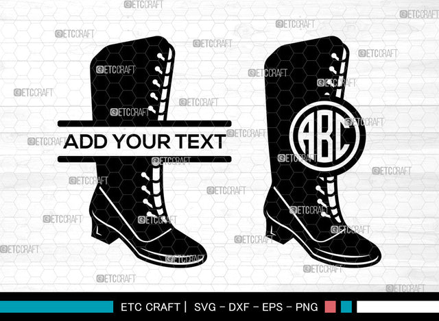 Majorette Boots Monogram SVG, Team Boot Svg, Nancy Boot Svg, Leather Majorette Svg, Split Monogram Svg SVG ETC Craft 