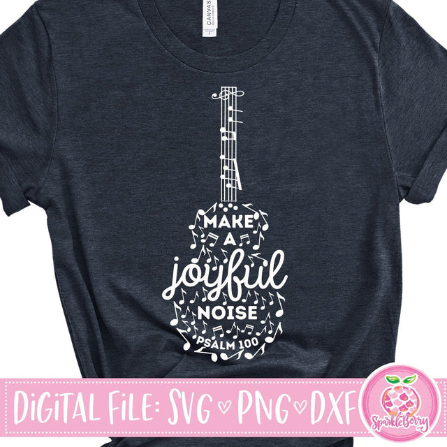 Make a Joyful Noise Guitar SVG DXF | Patterned PNG for Printing SVG SparkleBerry 