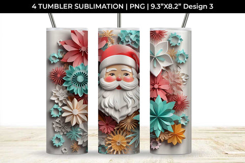 Make Every Sip Merry 3D Santa Claus Tumbler Wrap PNG Bundle Free For Commercial Use Sublimation Sintegra 