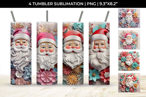 Make Every Sip Merry 3D Santa Claus Tumbler Wrap PNG Bundle Free For Commercial Use Sublimation Sintegra 