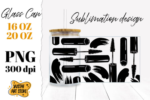 Make up Glass Can Sublimation design. 3 design PNG 16/20 OZ Sublimation Yustaf Art Store 