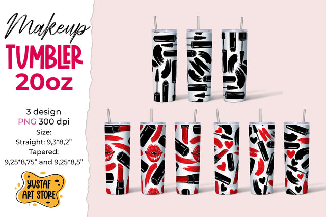 Make up Tumbler sublimation Mini Bundle. 3 Tumbler design Sublimation Yustaf Art Store 