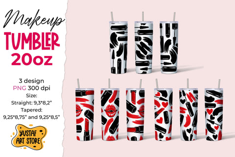 Make up Tumbler sublimation Mini Bundle. 3 Tumbler design Sublimation Yustaf Art Store 