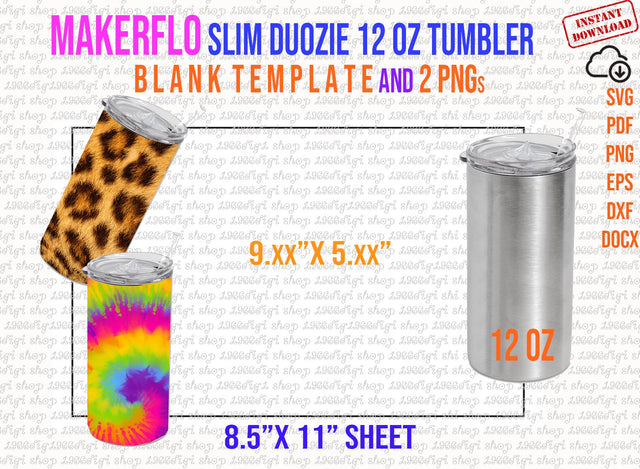 Makerflo 12 oz Slim Duozie Tumbler Template Full Wrap for Makerflo Slim Duozie Tumbler Full Wrap, Makerfloe 12oz Svg, Dxf, Docx, Png, Pdf SVG 1966digi 