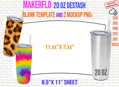 Makerflo 20 oz Destash Tumbler Template Full Wrap for 20 oz Destash Template for Makerflo Destash 20 oz Tumbler Full Wrap Svg, Docx, Pdf Eps SVG 1966digi 