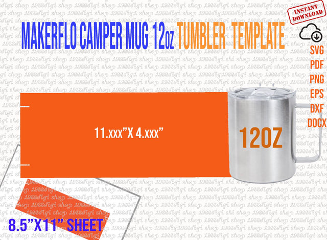 Makerflo Camper Mug 12oz Tumbler Template Full Wrap for Camper Mug 12 ounce Tumbler Sublimation Template for Makerflo Tumbler Wrap Svg, Png SVG 1966digi 
