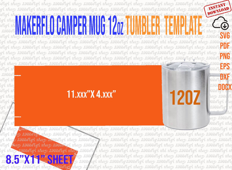 Makerflo Camper Mug 12oz Tumbler Template Full Wrap for Camper Mug 12 ounce Tumbler Sublimation Template for Makerflo Tumbler Wrap Svg, Png SVG 1966digi 