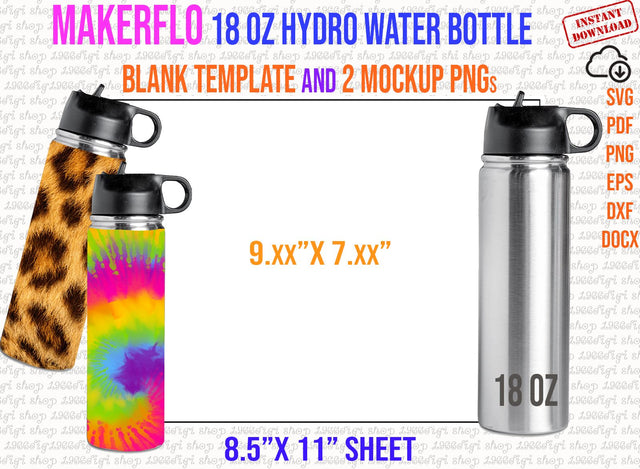 Makerflo Hydro 18oz Water Bottle Tumbler Template Full Wrap for 18oz Hydro Water Template for Makerflo Hydro water 18 ounce Wrap Svg Png Pdf SVG 1966digi 