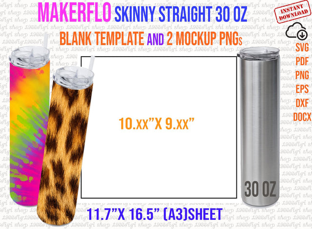 Makerflo Skinny Straight 30oz Tumbler Template Full Wrap for 30oz Skinny Straight Template for Makerflo Straight 30 ounce Tumble Svg Png Pdf SVG 1966digi 