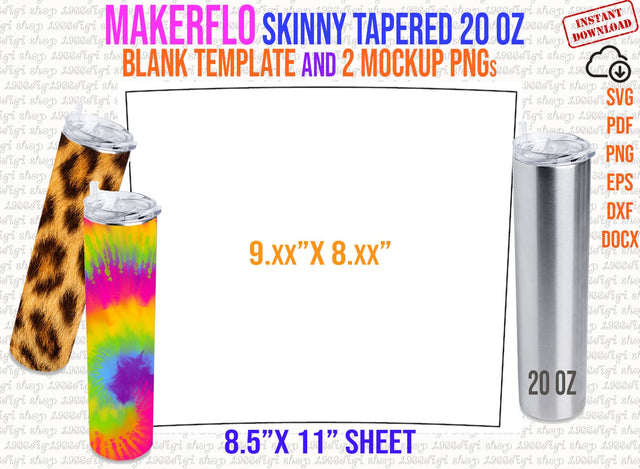 Makerflo Skinny Tapered 20oz Template Full Wrap for Tumbler 20 Ounce Tumbler Sublimation Template for Makerflo Wrap Svg, Png, Dxf, Pdf SVG 1966digi 