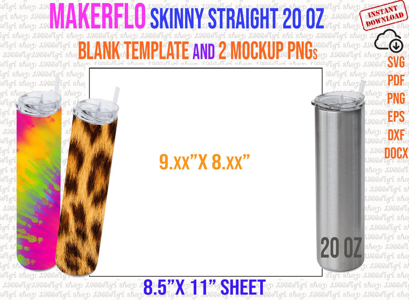 Makerflo Straight 20oz Tumbler Template Full Wrap for 20oz Straight Template for Makerflo Straight 20 ounce Tumbler Template Svg Png Pdf SVG 1966digi 