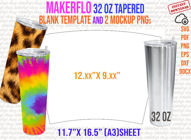 Makerflo Tapered 32oz Tumbler Template Full Wrap for 32oz Tapered Template for Makerflo Tapered 32 ounce Tumbler Template Wrap Svg Png Pdf SVG 1966digi 