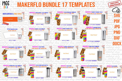 Makerflo Template, Makerflo Bundle 17 Templates, Cricut Silhouette, Svg, Png, Pdf, Dxf, Eps, Docx SVG 1966digi 